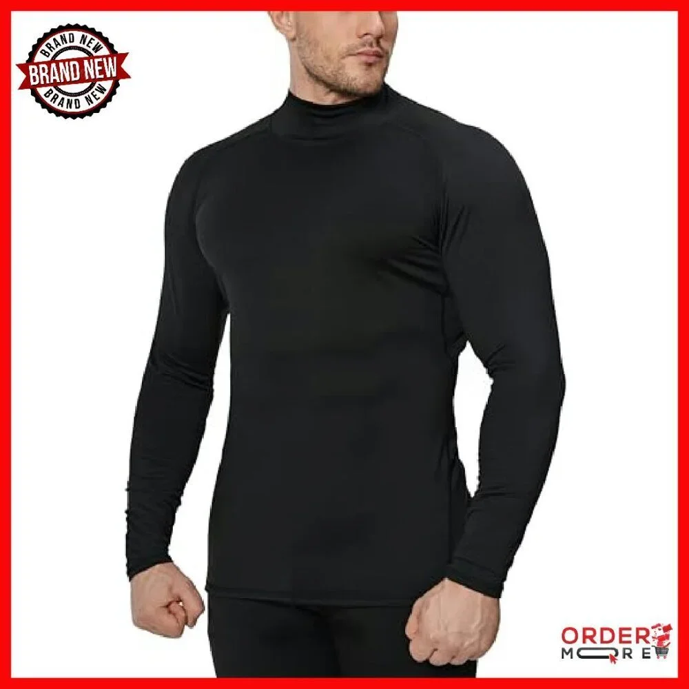 Men's Thermal Mock Neck Compression Shirts Fleece Lined Base Layer